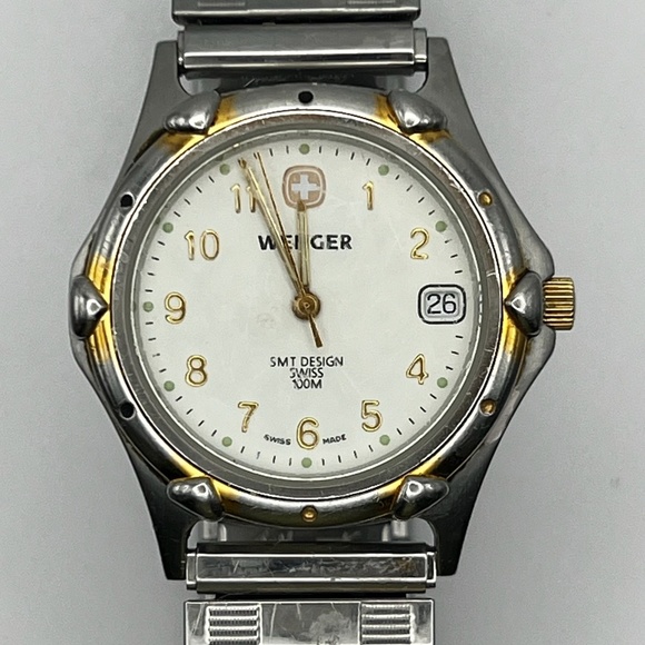 Wenger Vintage 2000 Swiss Army SMT Design Silver Gold tones Unisex Watch Working - Picture 6 of 10